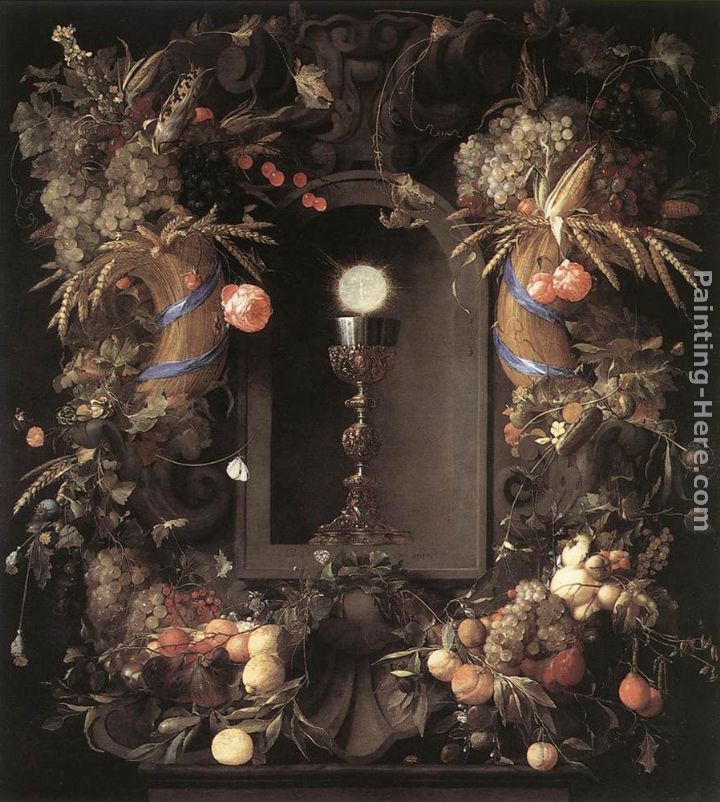 Eucharist in Fruit Wreath painting - Jan Davidsz de Heem Eucharist in Fruit Wreath art painting